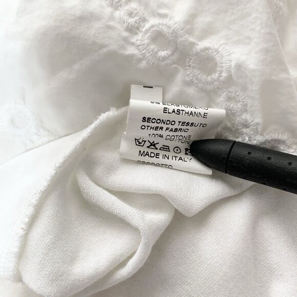 Whyci Womens Size 44 White Pleated V-Neck 3/4 Sleeve Dress Knee Length - Picture 10 of 12